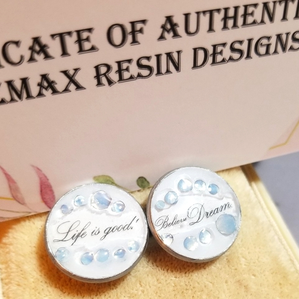 Life Is Good MzMax Resin Designs Stud Earrings